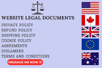 write privacy policy, terms and conditions, gdpr policy, cookie, disclaimer