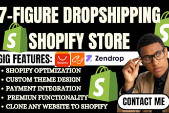 diseñaré una tienda shopify para dropshipping con SEO y carga de productos