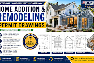 draw home addition remodeling permit drawings city approval plans, permit plans