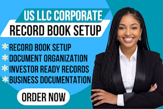 create a professional US llc corporate record book and setup