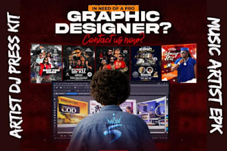 create logo, flyers, music epk, artist dj press kit, rap singer epk, speaker epk