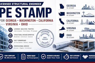 licensed structural engineer stamp georgia, washington, california virginia ohio