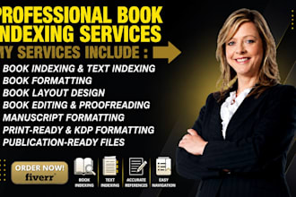 do book indexing, book formatting, book layout, text indexing, book editing