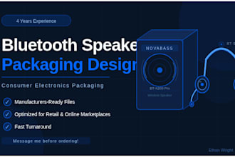 design professional bluetooth speaker packaging and product label