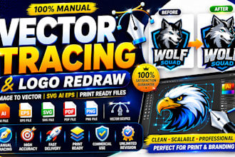 do manual vector tracing logo redraw image vectorization svg ai eps conversion
