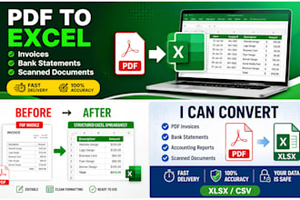 convert PDF invoices and bank statements into excel