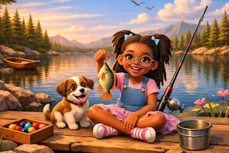 draw amazing 3d children book illustration and children story book for kids