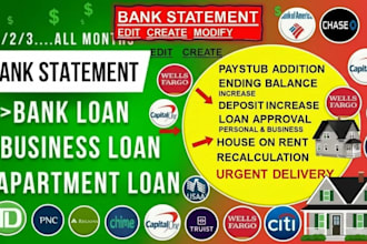 bank statement for loan or rental apartment approval