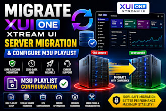 migrate xui one xtream ui server and configure  m3uplaylist