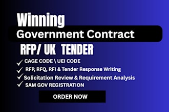write government contract, bid proposal, rfp response, rfq, proposal writing