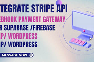 setup stripe API webhook payment gateway for supabase, PHP, wordpress