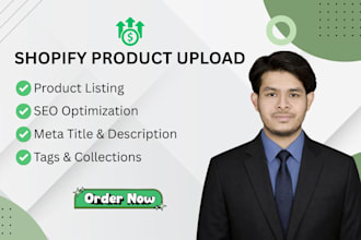 upload shopify products, create listings and optimize on page SEO