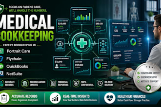 provide medical bookkeeping in portrait care, flychain, quickbooks and netsuite
