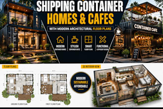 design shipping container homes with modern architectural floor plans and cafes
