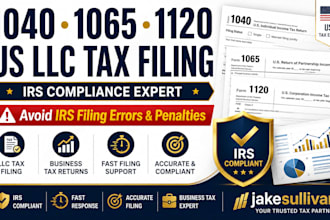 prepare US llc tax filing 1040 1065 1120 and irs compliance
