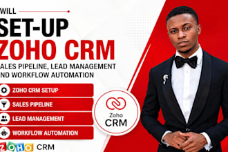 set up zoho CRM, sales pipeline, lead management, and workflow automation