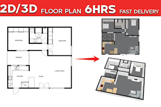 design 2d,3d floor plan from sketch using floorplanner