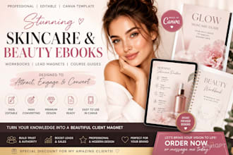 design canva skincare ebook beauty workbook lead magnet course guide