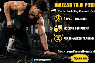 design professional gym fitness social media posts, ads, flyers and banners