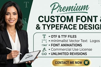 design a custom otf ttf font typeface minimalist vector text logo font animation