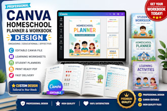 create canva homeschool planner ebook learning workbook for students