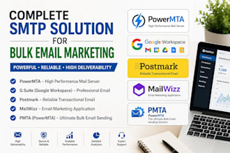 powermta, gsuite, postmark,  mailwizz SMTP and pmta for bulk email marketing