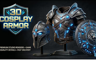 create 3d cosplay armor, 3d helmet model, shield and printable cosplay props