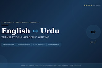 translate, proofread, edit english to urdu and write case study or assignments
