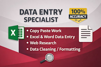 be your expert data entry, copy paste, and web research assistant