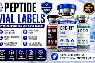 design premium peptide vial labels for research and biotech brands