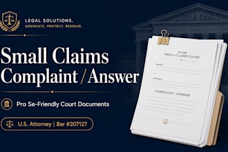draft small claims court complaint or answer for pro se litigant or civil court