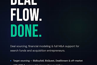 source acquisition targets, build deal pipelines, and support your search fund