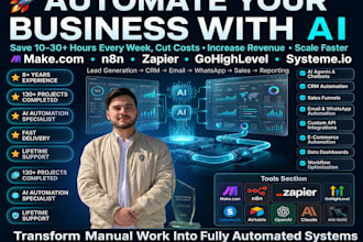 automate your business with makecom,n8n,zapier, systemeio and gohighlevel