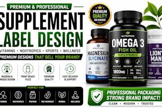 design premium supplement labels for vitamins and noontropics, label design