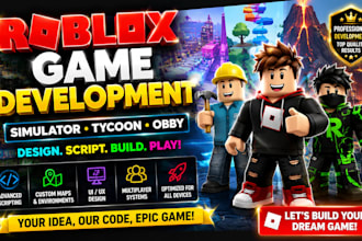 develop your full roblox game, roblox simulator, tycoon, or tower defense game