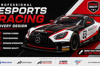 create custom iracing, sim racing, gt3, gt4 and esports liveries