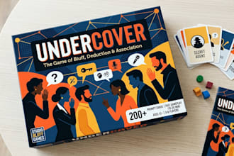design board game, card game, tabletop game, cards, box, rulebook