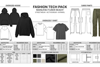 create fashion tech pack for streetwear activewear and clothing brands