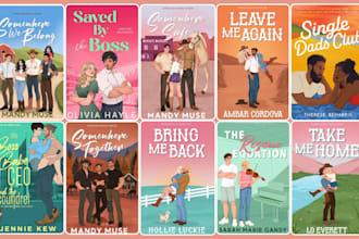 do romance book cover illustration design, ebook cover, character illustration