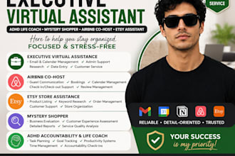 executive etsy virtual assistant adhd life coach mystery shopper airbnb co host