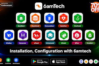 install and configure 6ammart, stackfood, demandium and 6amtech all solution