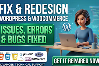 fix wordpress issues redesign woocommerce repair wordpress seo elementor bug fix