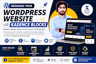 redesign wordpress website with kadence blocks