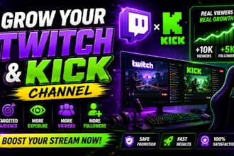 promote your twitch and kick stream and increase viewers and followers