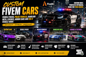 fivem cars, vehicle packs, police vehicles, handling meta, liveries, addon cars