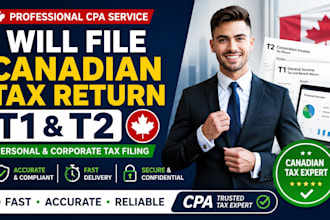 prepare and file canadian corporate tax return t2 and personal tax t1