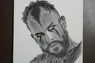 draw a detailed realistic graphite and charcoal pencil portrait