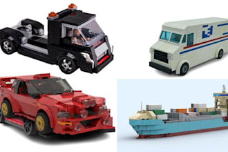 custom 3d lego design, lego vehicle, moc car, truck,ship with manual instruction