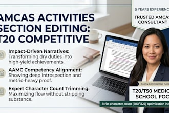 edit your amcas activities section for t20 medical school
