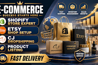 develop shopify etsy store, cj dropshipping product listing and optimization